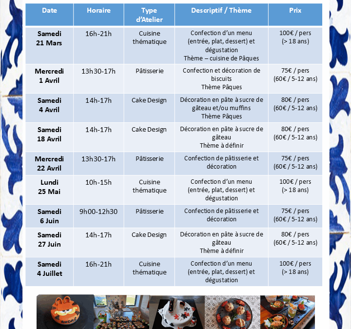 Nouvelles dates Ateliers 2026!